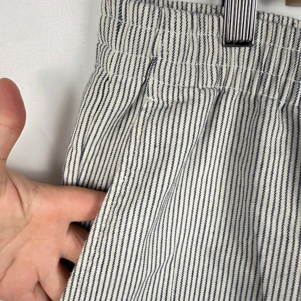 Uniqlo Men's Striped Drawstring Seersucker Wide Leg Relaxed Pants Ankle Trousers